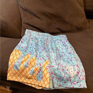 Kids Ice Cream Pattern Shorts - Blue and Orange